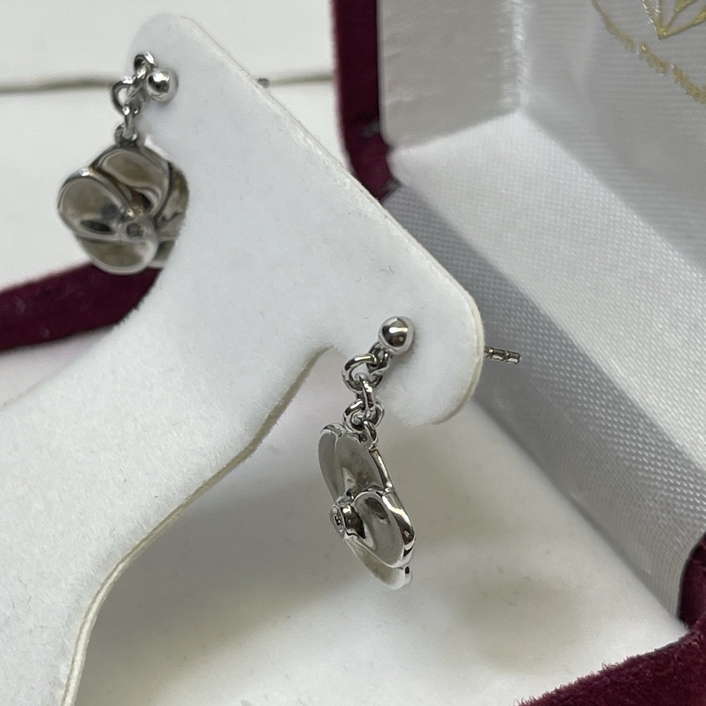 Sterling Silver‎ 925 Flower Jewelry Set Necklace Earrings Diamond Center Gift - Picture 10 of 11